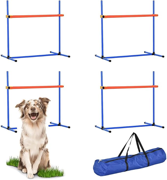 Dog Agility Equipment Set, Adjustable Jump Bars Obstacle Training Supplies PVC by TinyPoint