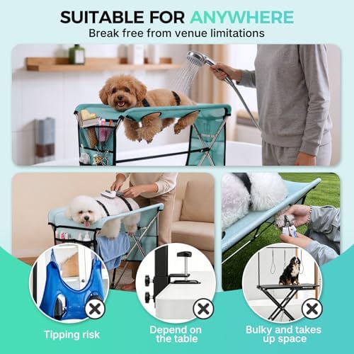 Pet Grooming Hammock with Stand, Foldable Design, Holds Up to 165 Lbs, Joint Protection for Dogs, Restraint Tool for Small & Medium Pets, Ideal for Home and Salon Daily Grooming - Image 4