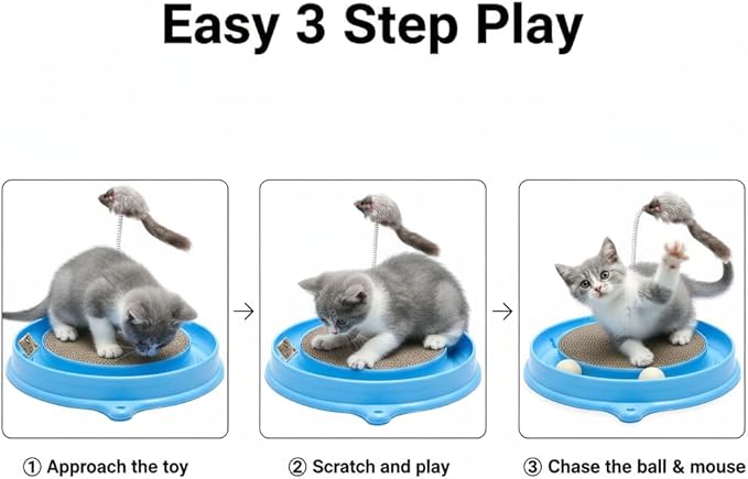 AUOON Cat Scratcher Toy with Ball Track - 3 in 1 Interactive Cat Toy - Image 6