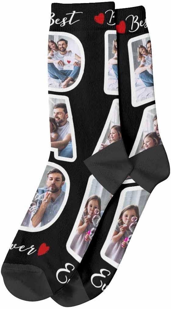 Artsadd Custom Face Socks for Dad Fathers Day Gift Novelty Personalized Photo - Image 6