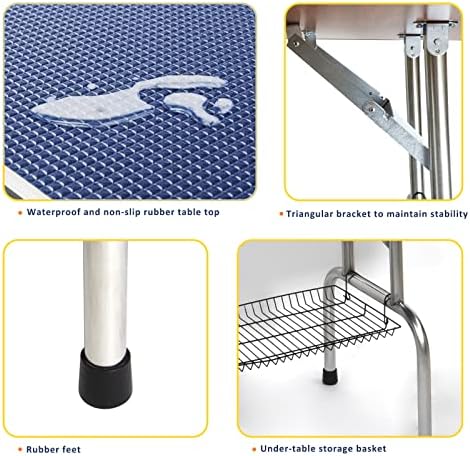 ROOMTEC 36" Dog Grooming Table,Foldable Home Pet Bathing Station with Adjustable Height Arm/Noose/Mesh Tray - Image 4