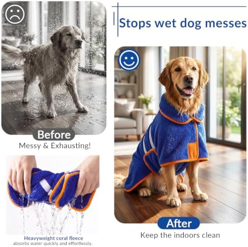 Dog Bathrobe, Super Absorbent for Small to Large Dogs, Dark Blue XL - Image 2