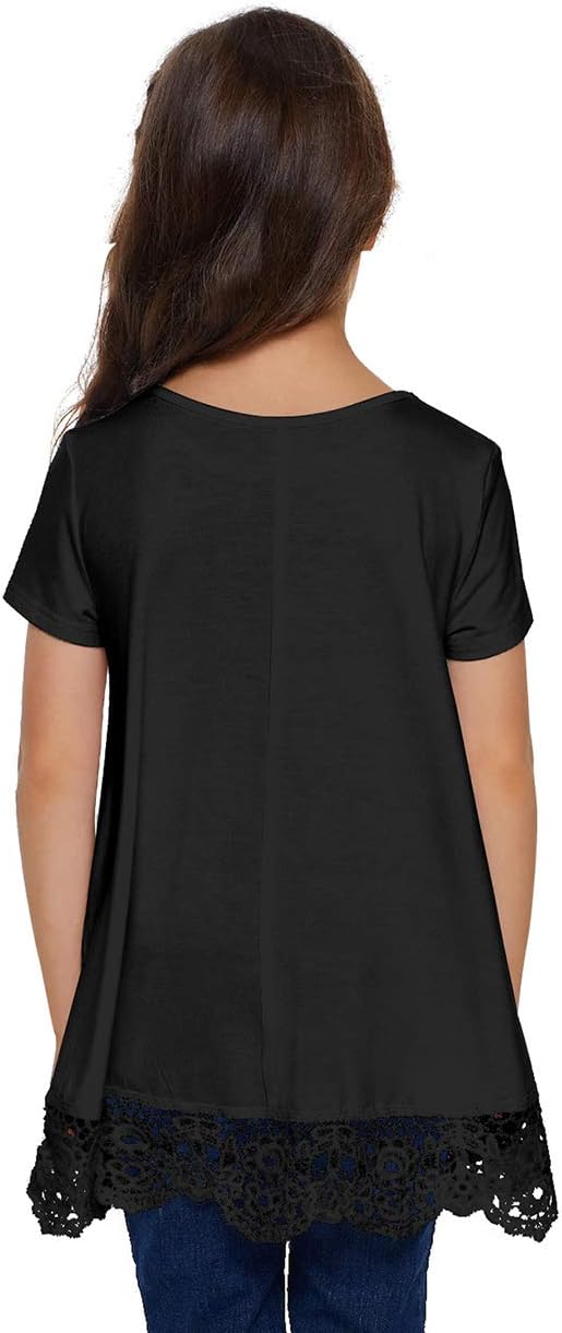 storeofbaby Girls Casual Tunic Tops Short Sleeve Loose Soft Blouse T-Shirt - Image 5
