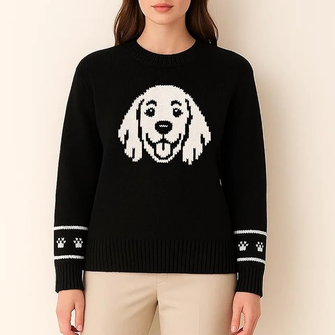 Custom Dog Knit Sweater for Women Personalized Pet Paw Print Pullover Dog Mom - Image 2