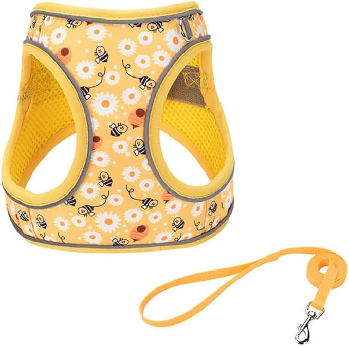 Step in Dog Harness and Leash Set, Flower Adjustable Easy Walk Puppy Harnesses by Flymind