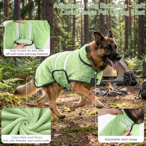 Dog Bathrobe, Super Absorbent for Small to Large Dogs, Neon Green XL - Image 4