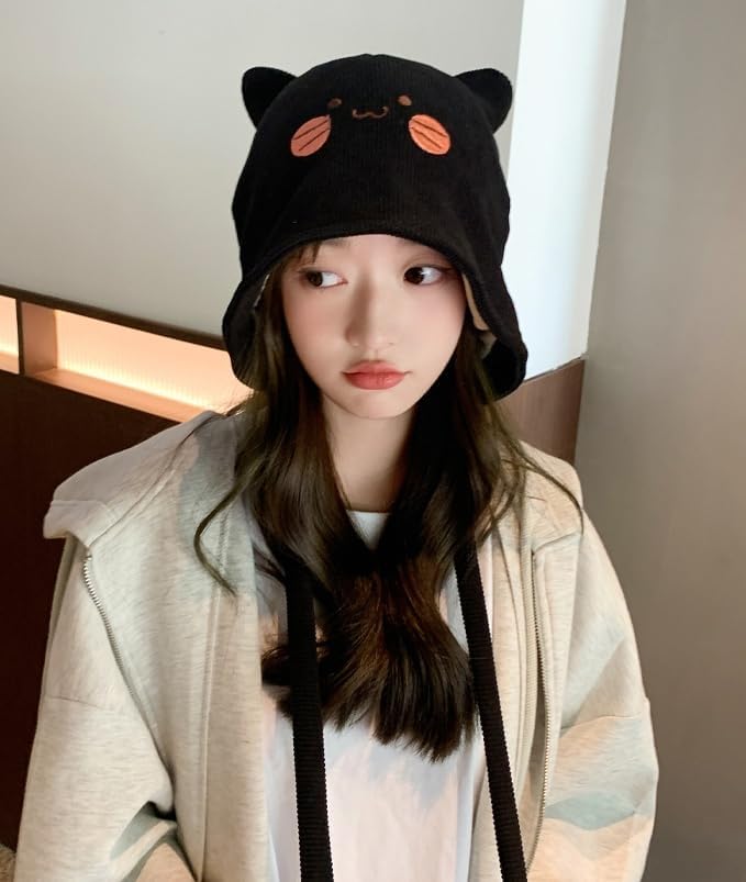 Women's Teen Girls Knitted Cat Kitty Cuffed Beanie Hat Winter Outdoor Stretchy - Image 4