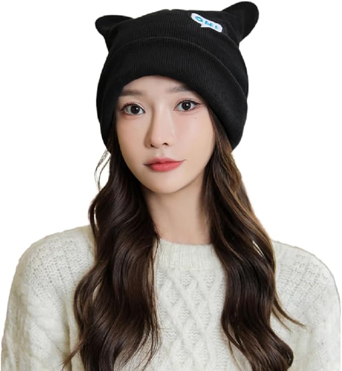 Women's Teen Girls Knitted Cat Kitty Cuffed Beanie Hat Winter Outdoor Stretchy by Unknown