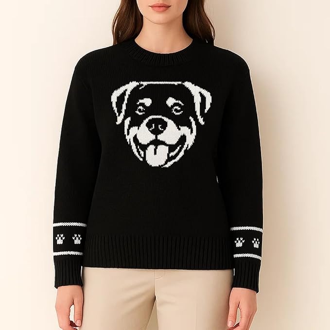Custom Dog Knit Sweater for Women Personalized Pet Paw Print Pullover Dog Mom - Image 2