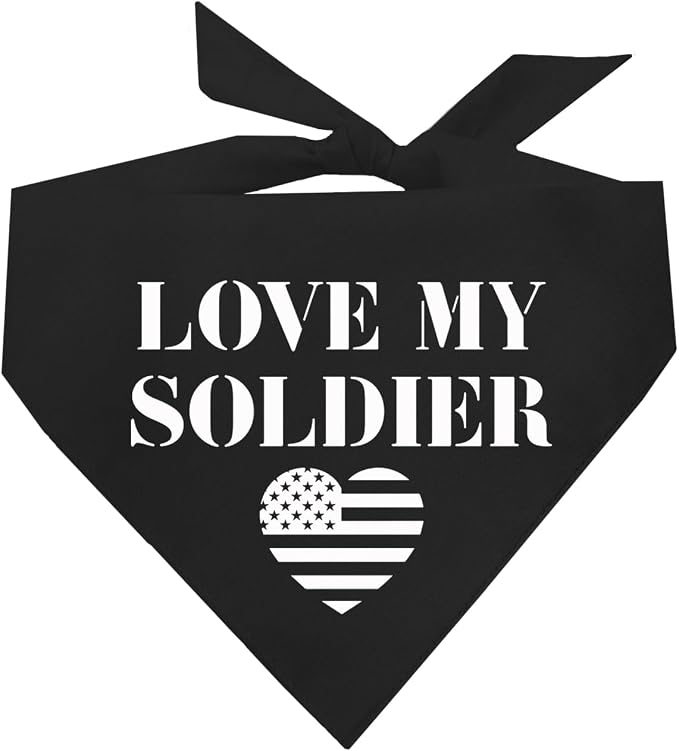 Love My Soldier Dog Bandana | 100% Cotton Adjustable Triangle | Made in USA | by TeesTails