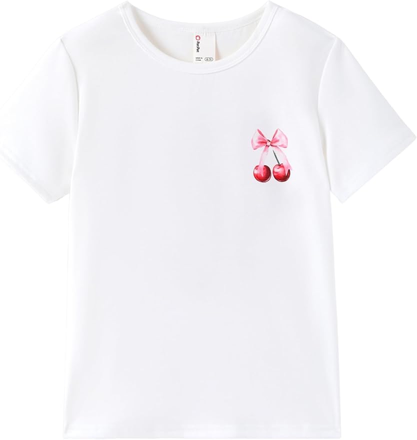 PATPAT Girls Crewneck Short Sleeve Graphic Tees Animal Print Shirts Cute Summer by PATPAT