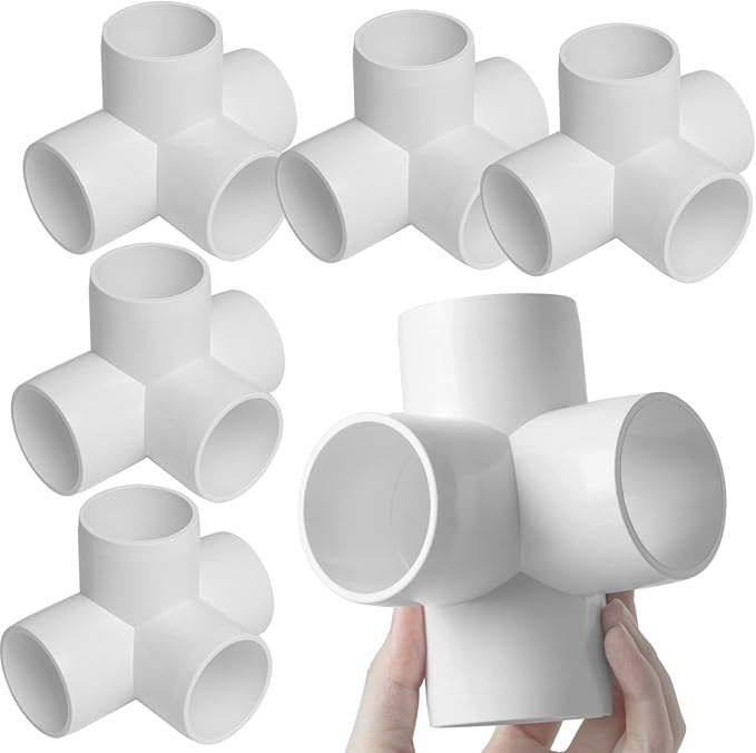 6Pack PVC Fittings 1-1/2Inch 4 Way, Furniture Grade Elbow Pipe Fittings by AODESTINY