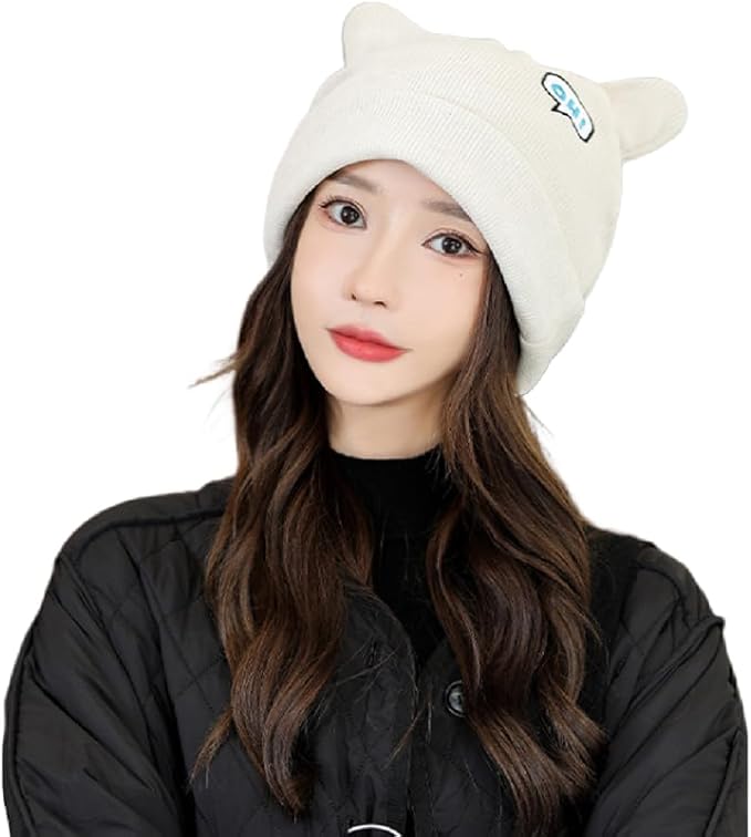 Women's Teen Girls Knitted Cat Kitty Cuffed Beanie Hat Winter Outdoor Stretchy by Unknown