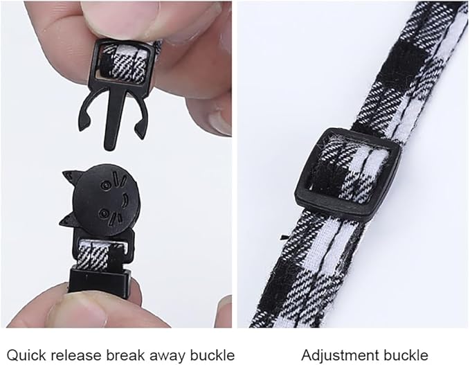 2-Pack Plaid Cat Collar with Bell and Bow, Breakaway Kitten Collar with Bell - Image 5