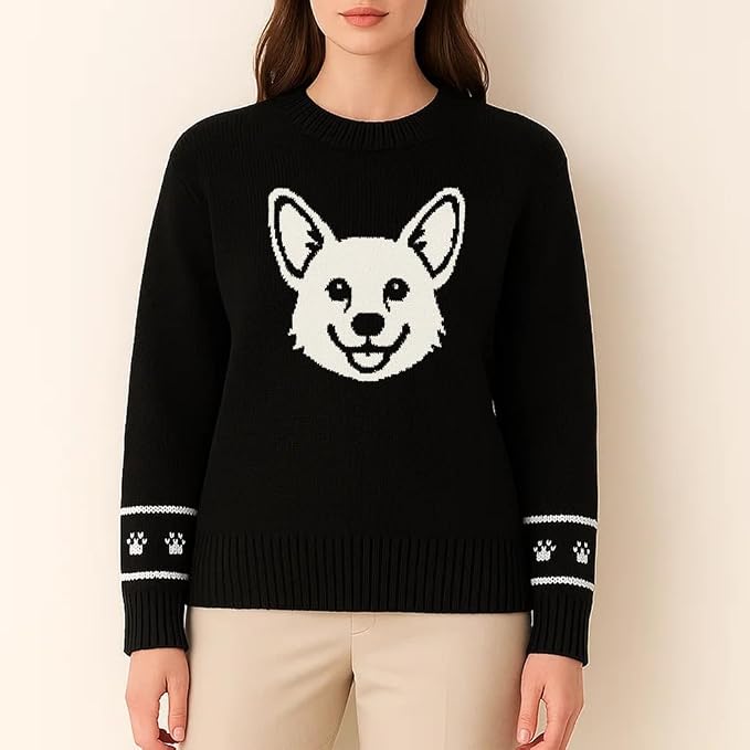 Custom Dog Knit Sweater for Women Personalized Pet Paw Print Pullover Dog Mom - Image 2