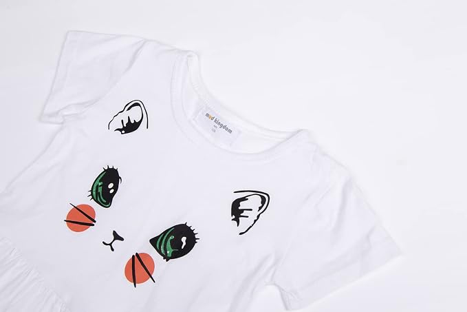 Mud Kingdom Little Girls Dresses Cotton Summer Holiday Cute Cat Dress Short - Image 4