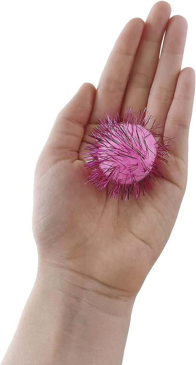 1.8 Inch Assorted Color Flash Ball Cat's Favorite Toy Ball Tinsel Pom Poms Flash - Image 2