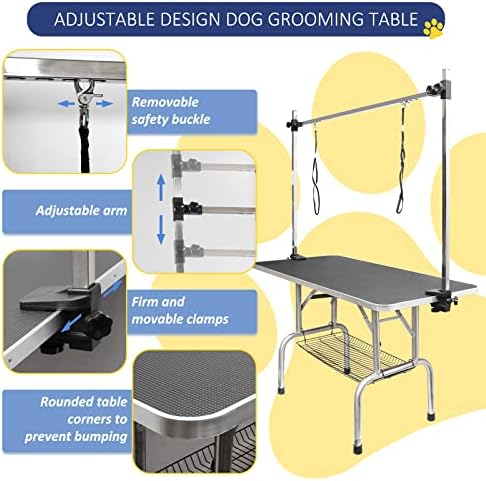 ROOMTEC 36" Dog Grooming Table,Foldable Home Pet Bathing Station with Adjustable Height Arm/Noose/Mesh Tray - Image 5