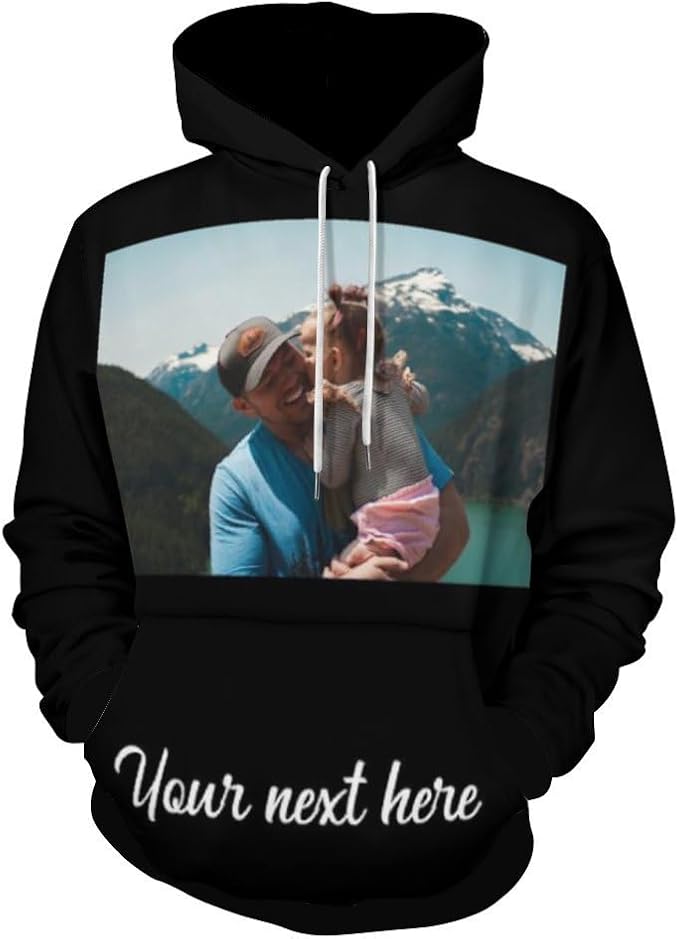 Artsadd Custom Face Unisex athletic Pockets Sweatshirt Loose Hoodie Custom by Artsadd