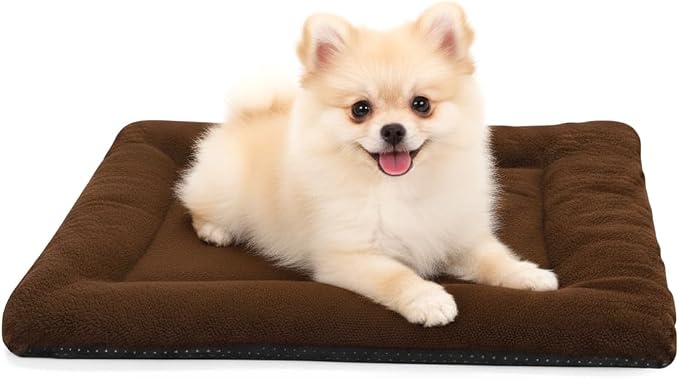 Dog Crate Pad 24 Inch, Washable Plush Crate Mat by ZENGAOOU