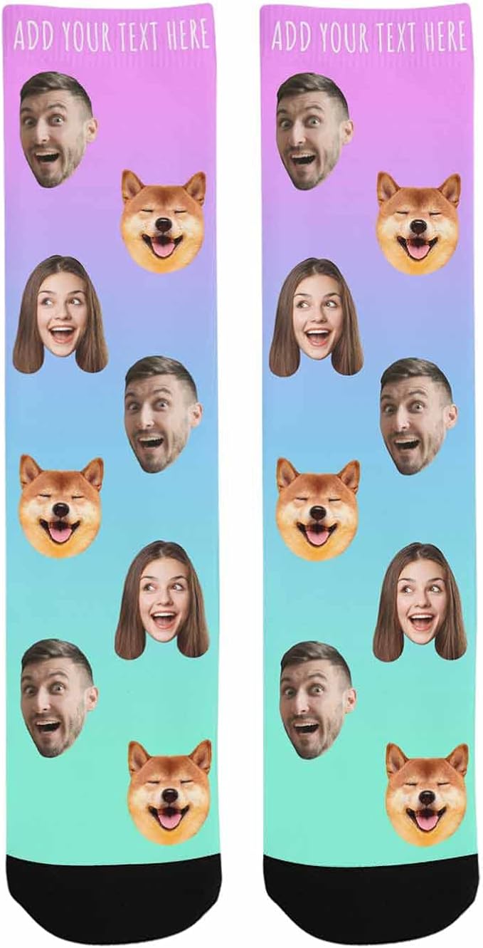 Artsadd Custom Face Socks for Women Men Cat Dog Lovers, Customized Unisex Funny - Image 2