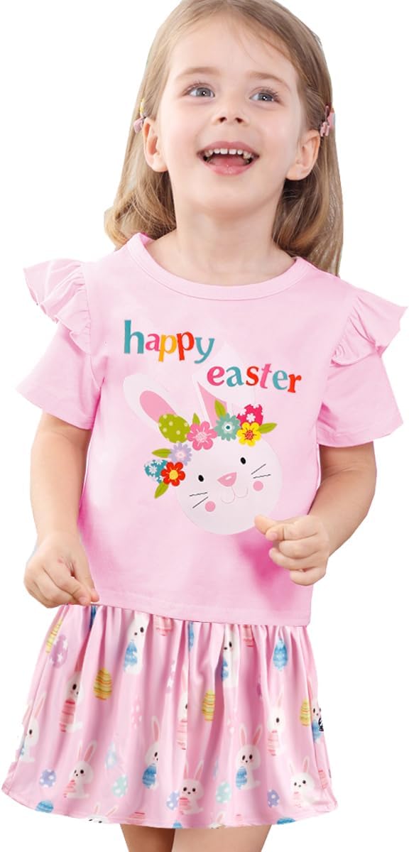 Akyzic Little Girl Skirt Outfit Two Piece Spring Summer Outfit Butterfly Dress - Image 2
