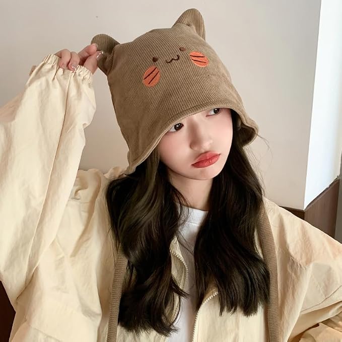 Women's Teen Girls Knitted Cat Kitty Cuffed Beanie Hat Winter Outdoor Stretchy - Image 5
