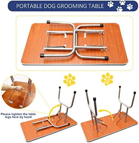 ROOMTEC 36" Dog Grooming Table,Foldable Home Pet Bathing Station with Adjustable Height Arm/Noose/Mesh Tray - Image 6