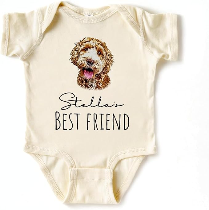 Personalized Baby Onesie with Pet Portrait, Custom Baby Bodysuit, Persoanlized by MY4LOVE