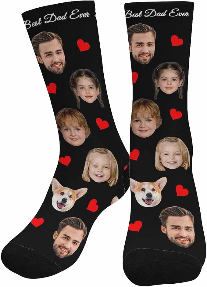 Artsadd Custom Face Socks for Dad Fathers Day Gift Novelty Personalized Photo by Artsadd