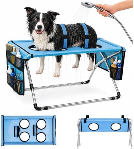 Dog Grooming Hammock Stand, Foldable Dog Bath Holder Sling Shower Chair by Unknown
