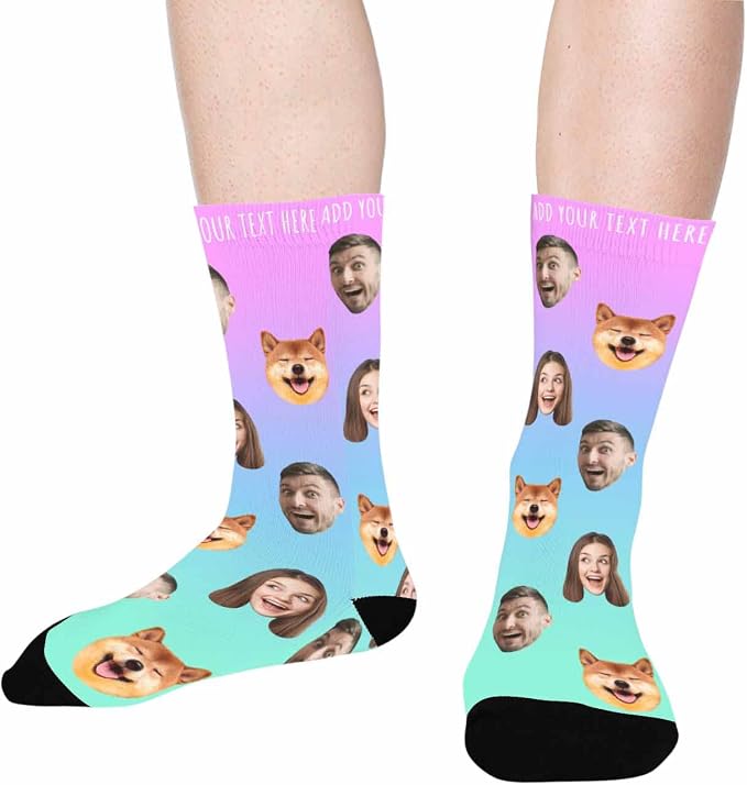 Artsadd Custom Face Socks for Women Men Cat Dog Lovers, Customized Unisex Funny - Image 7