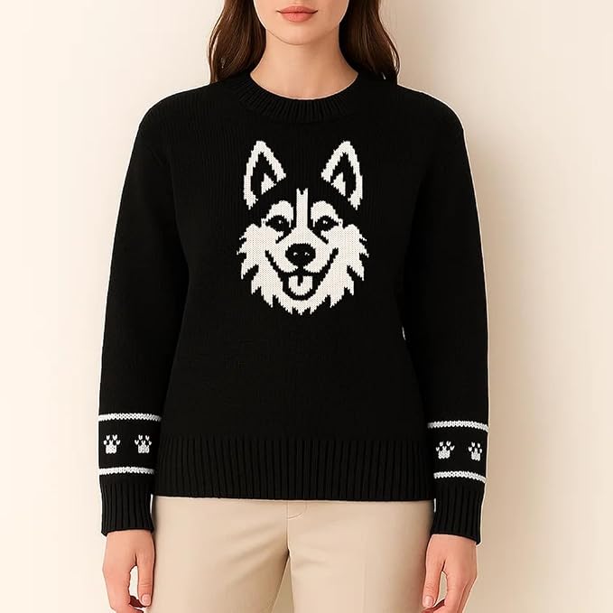 Custom Dog Knit Sweater for Women Personalized Pet Paw Print Pullover Dog Mom - Image 2