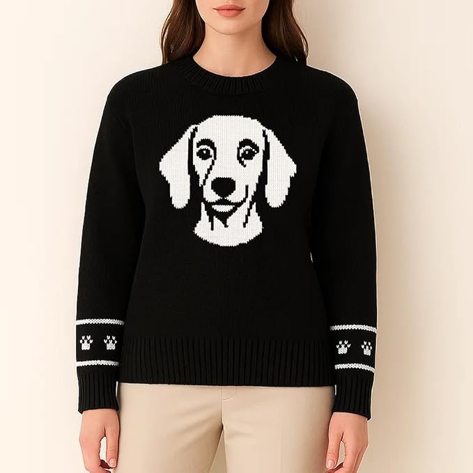 Custom Dog Knit Sweater for Women Personalized Pet Paw Print Pullover Dog Mom - Image 2