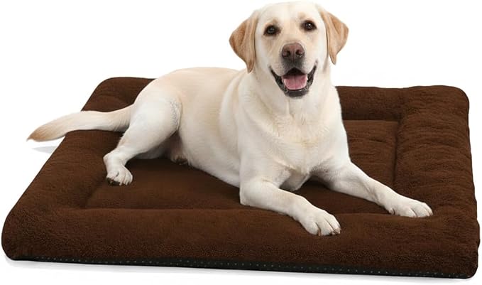 Dog Crate Pad, 42 Inch Machine Washable Plush Dog Crate Mat by ZENGAOOU