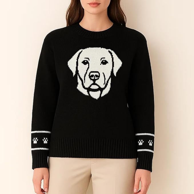 Custom Dog Knit Sweater for Women Personalized Pet Paw Print Pullover Dog Mom - Image 2