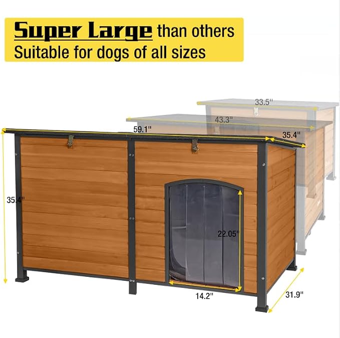 Aivituvin Heated Dog House Outdoor 59" Extra Large Insulated Dog Kennel - Image 7