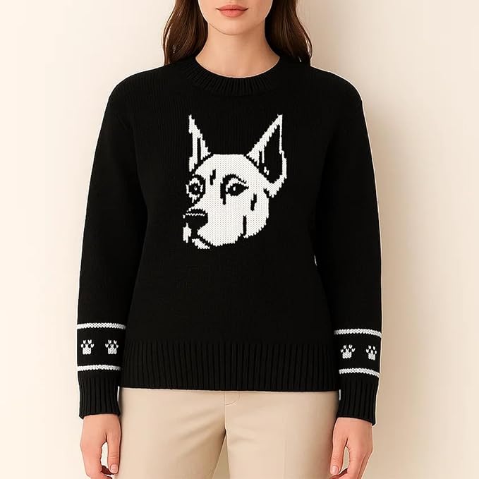 Custom Dog Knit Sweater for Women Personalized Pet Paw Print Pullover Dog Mom - Image 2