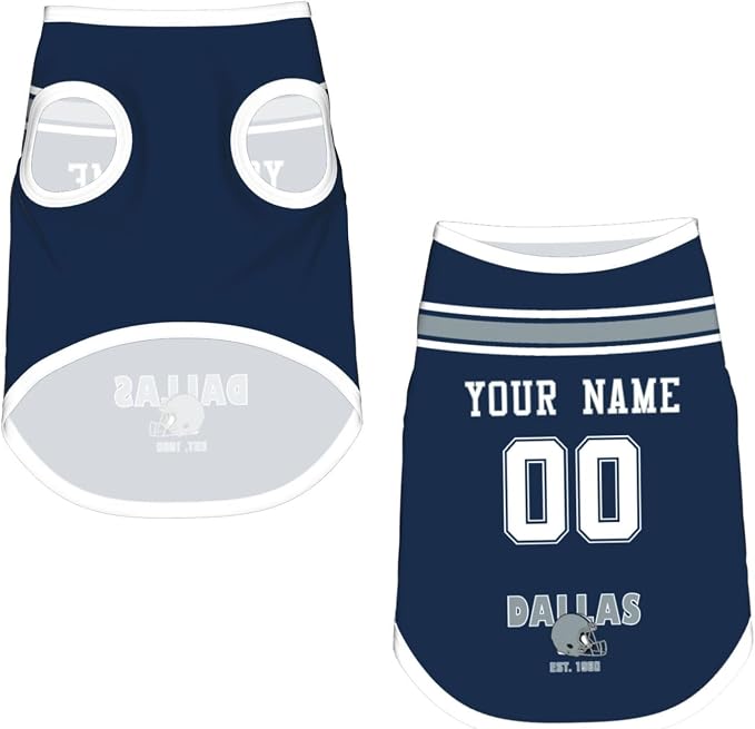 Dallas Dog Clothes Jersey Pet Jersey Customized Any Name & Number S-5XL - Image 4