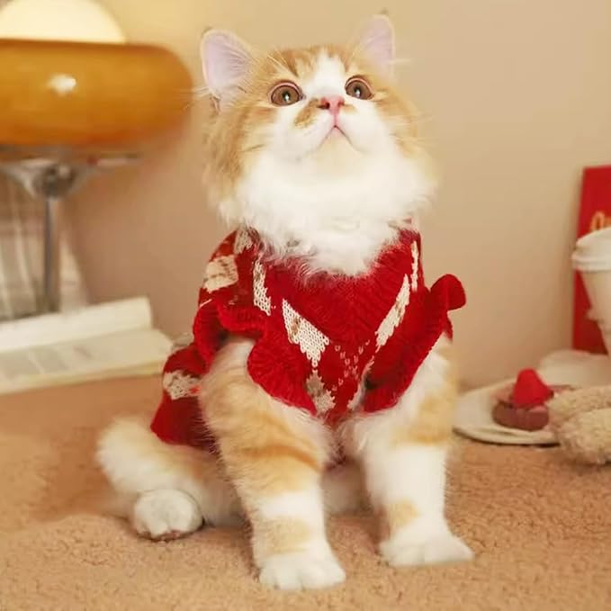 ANIAC Diamond Puppy Sweater for Small Dog Girl Strawberry Turtleneck Cat - Image 2
