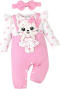 Baby Girl Clothes Newborn Romper Cute Cat Ruffled Long Sleeve Love Fall Winter by ComfortableBabyClothes