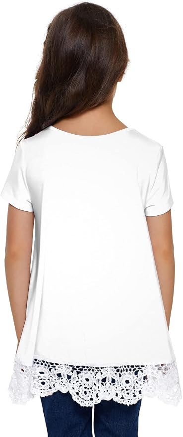storeofbaby Girls Casual Tunic Tops Short Sleeve Loose Soft Blouse T-Shirt - Image 5
