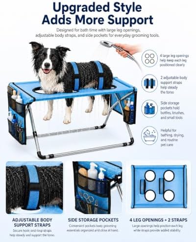 Dog Grooming Hammock Stand, Foldable Dog Bath Holder Sling Shower Chair - Image 6