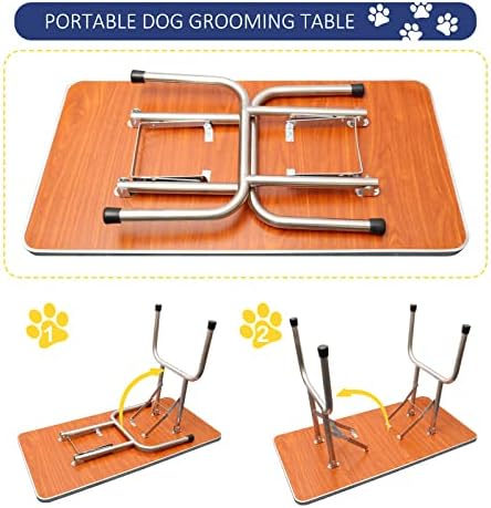 ROOMTEC 46" Dog Grooming Table,Foldable Home Pet Bathing Station with Adjustable Height Arm/Noose/Mesh Tray - Image 6