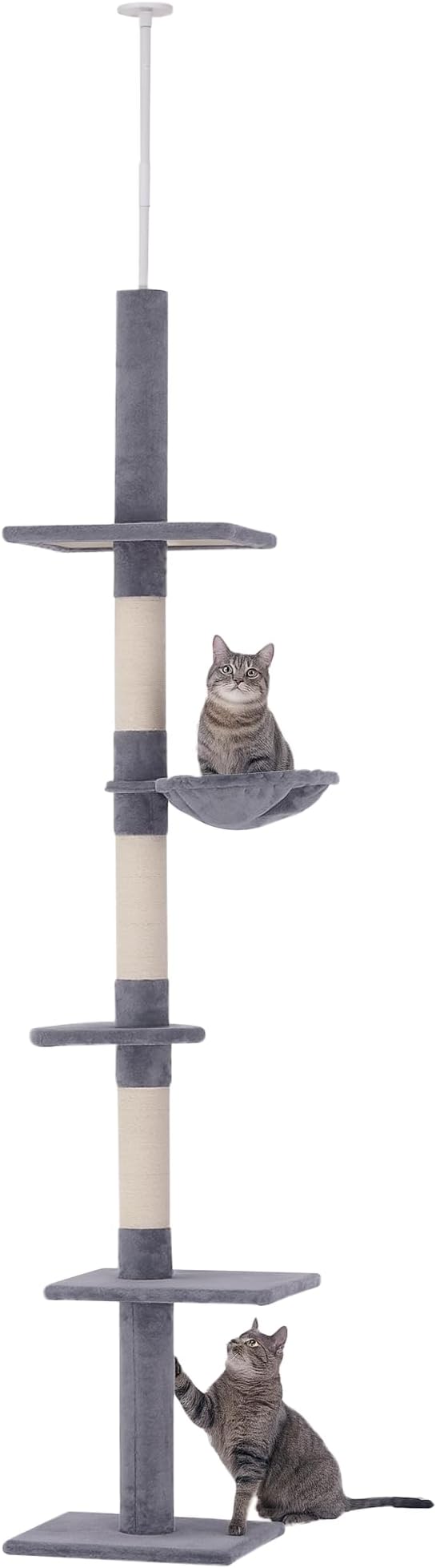 PawHut 102" Adjustable Height Floor to Ceiling Cat Tree, 5 Level Cat Tower by PawHut