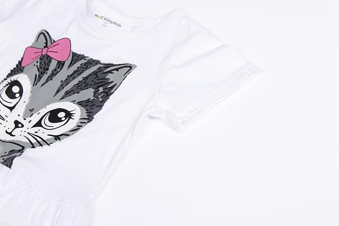 Mud Kingdom Little Girls Dresses Cotton Summer Holiday Cute Cat Dress Short - Image 5