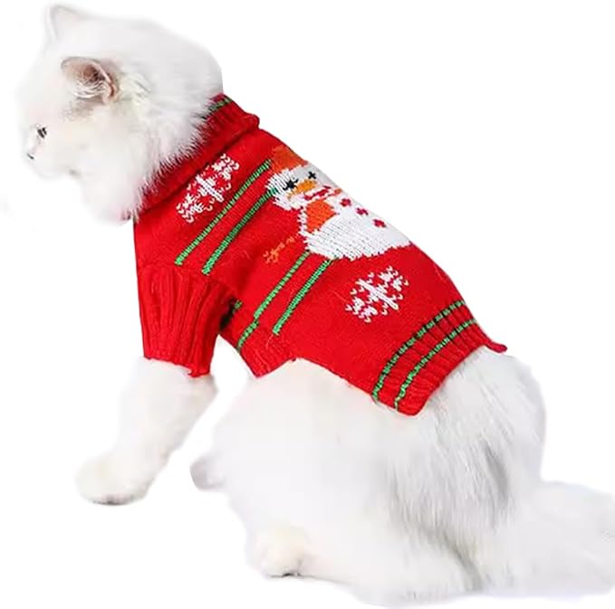 ANIAC Christmas Puppy Sweater Snowman Small Dog Knitwear Snowflake Cat Outfit by ANIAC
