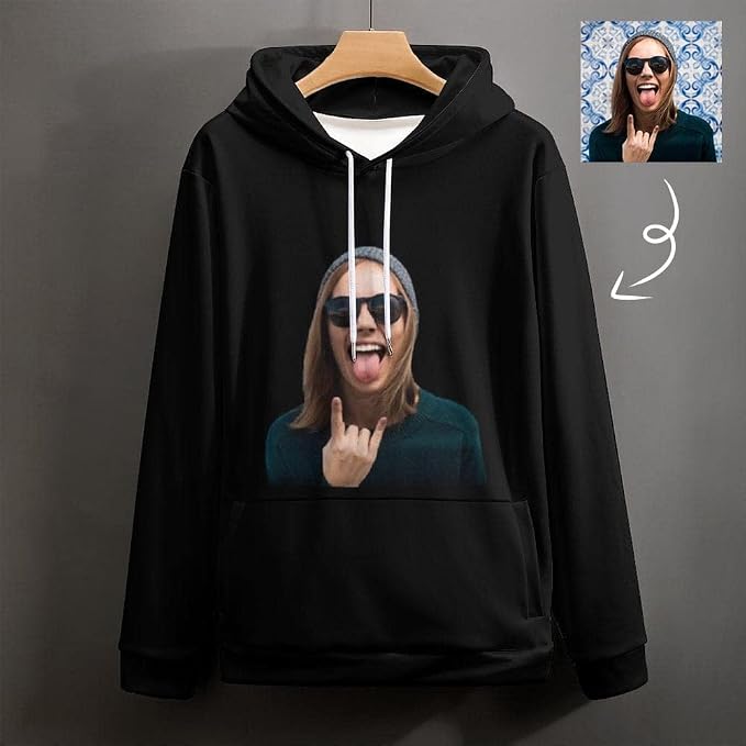 Artsadd Custom Face Unisex athletic Pockets Sweatshirt Loose Hoodie Custom - Image 4
