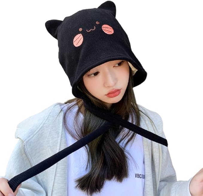 Women's Teen Girls Knitted Cat Kitty Cuffed Beanie Hat Winter Outdoor Stretchy by Unknown