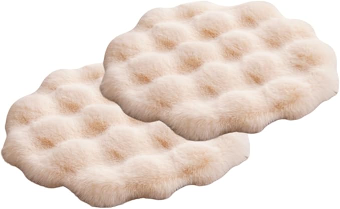 SHENGOCASE 2-Pack 20" Beige Round Faux Rabbit Fur Pet Cat Dog Bed Cushion Pad by SHENGOCASE